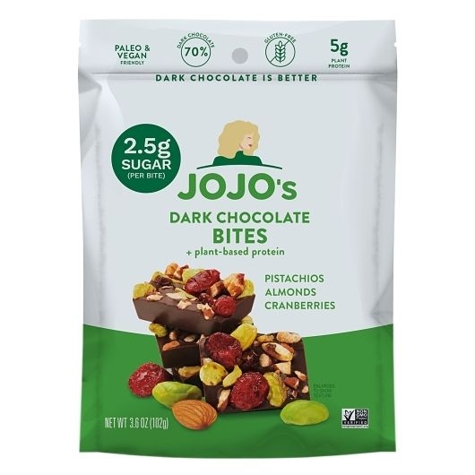 Jojos Pistachios Almonds Cranberries Dark Chocolate Bites, 3.6 Ounce -- 6 per case