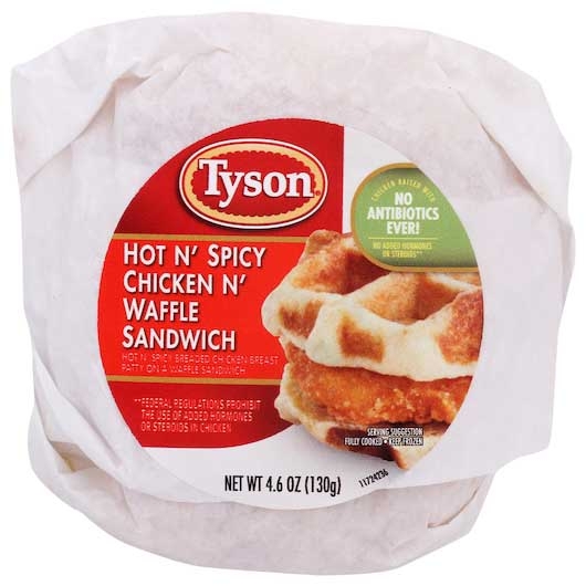 Tyson Hot N Spicy Chicken and Waffle Sandwich, 0.288 Pound -- 12 per case