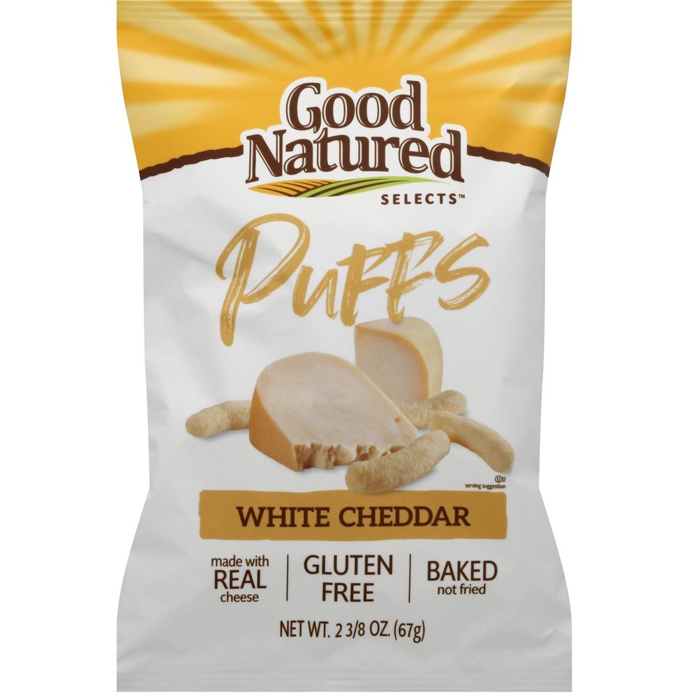 Herr Foods Good Natured Selects White Cheddar Puffs, 2.375 Ounce -- 6 per case