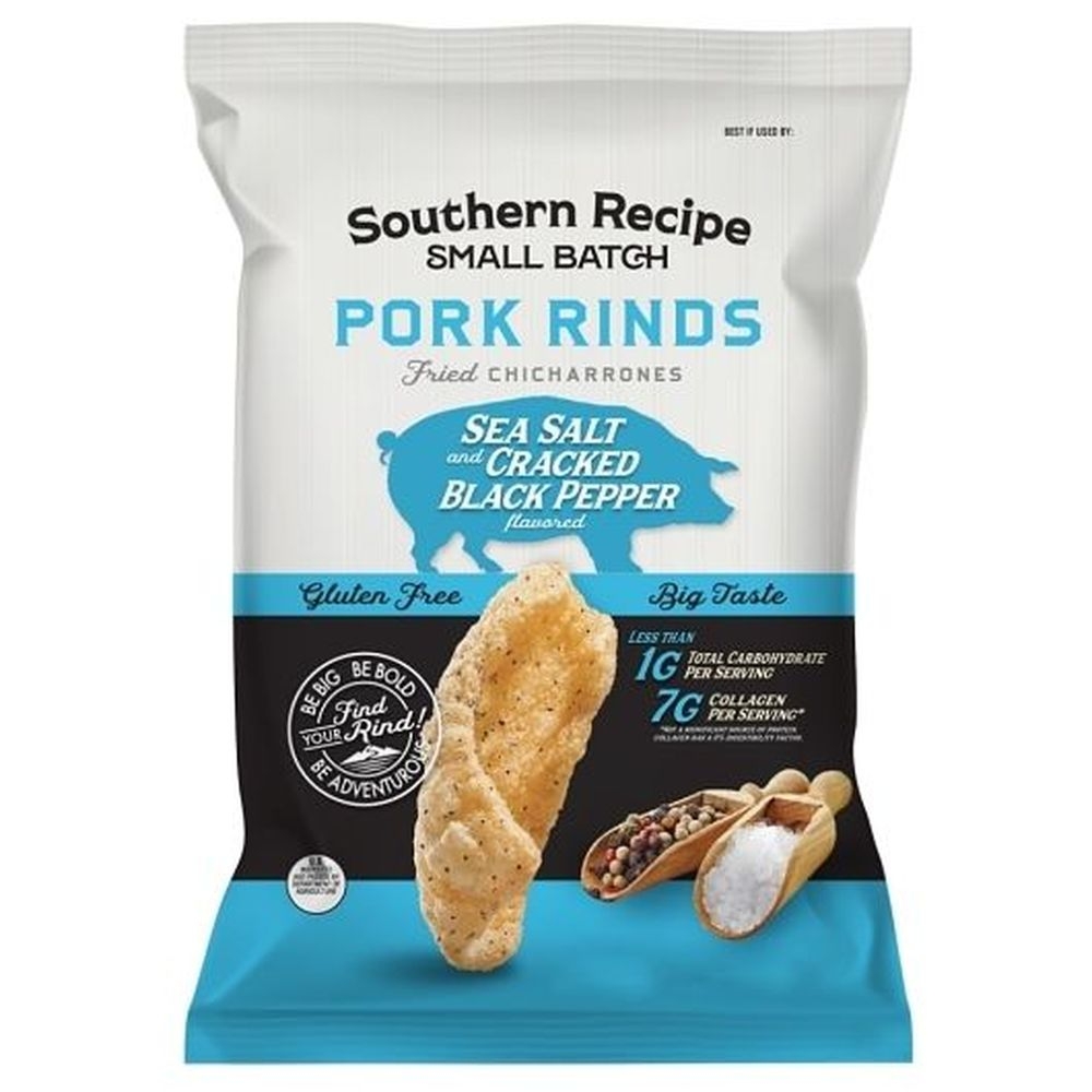 Southern Recipe Small Batch Sea Salt and Cracked Black Pepper Pork Rinds, 2 Ounce -- 12 per case