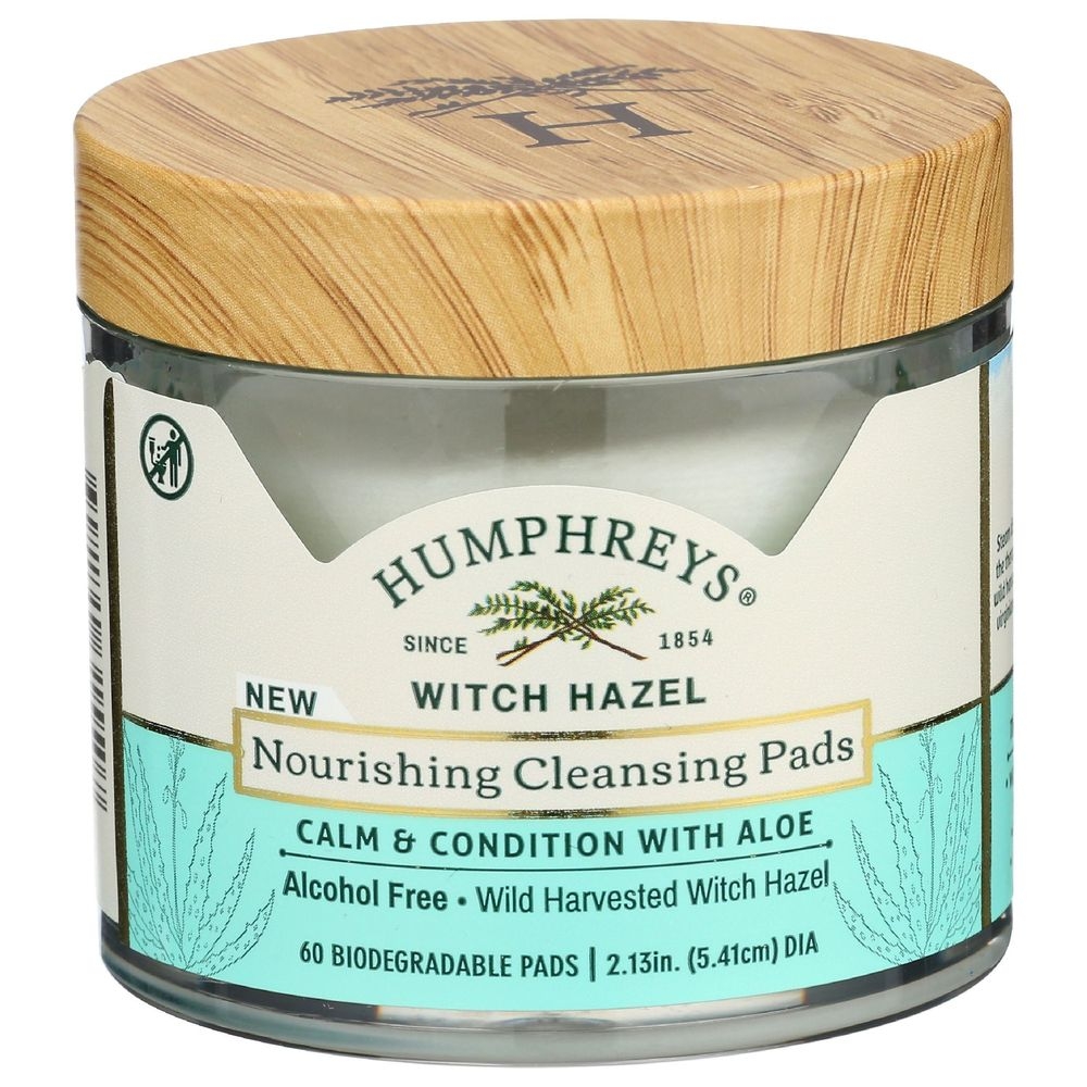 Humphreys Witch Hazel Plus Aloe Alcohol-Free Nourishing Facial Cleansing Pads, 60 count -- 3 per case