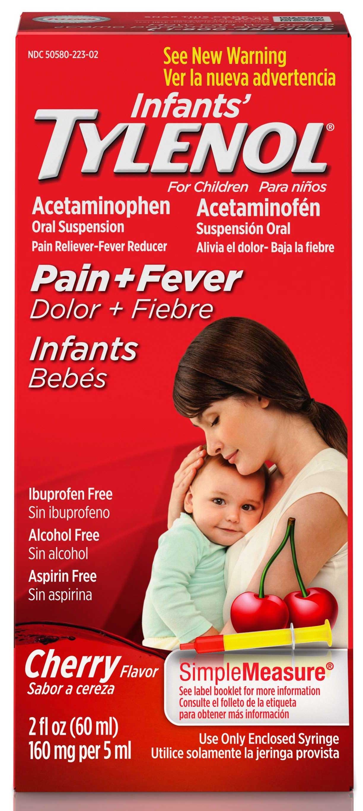 Infants Tylenol Pain Reliever-Fever Reducer Cherry Flavor Oral Suspension, 2 Fluid Ounce -- 36 per case
