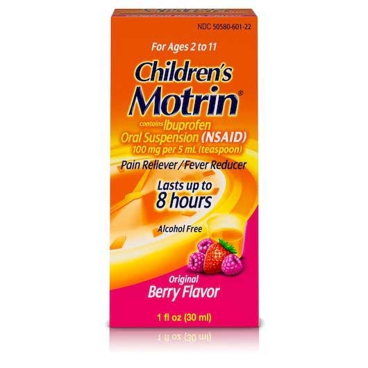 Motrin Childrens Original Berry Flavor Pain Reliever Fever Reducer Oral Suspension, 1 Ounce -- 72 per case