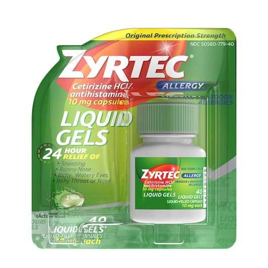 Zyrtec Allergy 10 mg Liquid Gel - 40 count per pack -- 24 packs per case