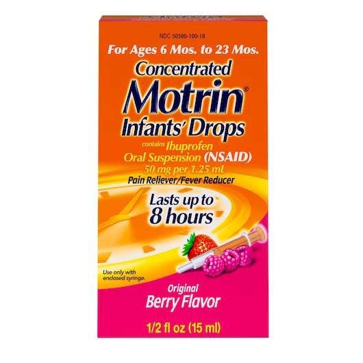 Motrin Concentrated Original Berry Flavor Infants Drops Oral Suspension, 0.5 Fluid Ounce -- 36 per case
