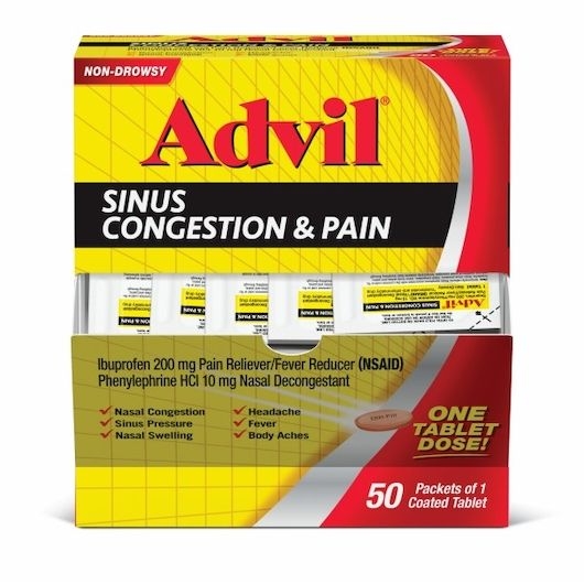 Advil Sinus Congestion and Pain Relief Tablet -- 1200 per case.