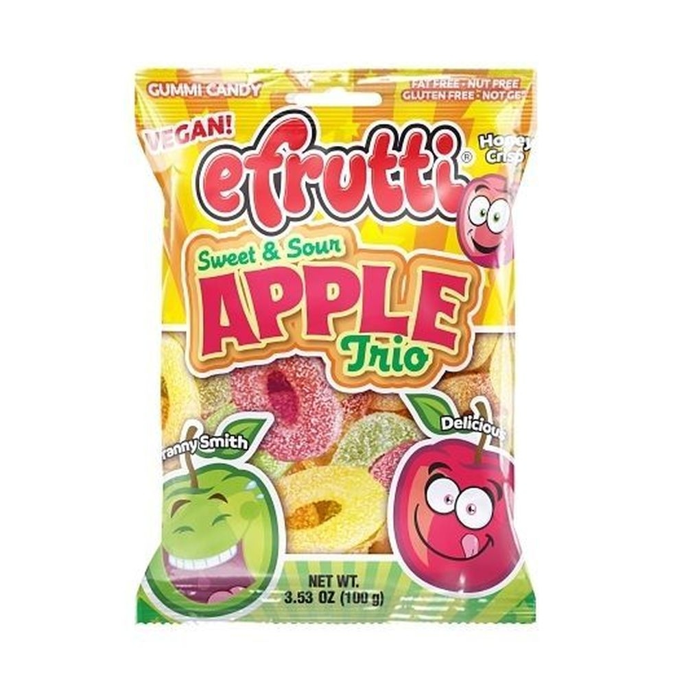 Efrutti Apple Trio Vegan Gummy Candy, 100 Gram -- 12 per case
