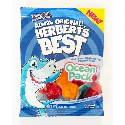 Herberts Best Ocean Pack Gummi Candy, 100 Gram Peg Bag -- 12 per case