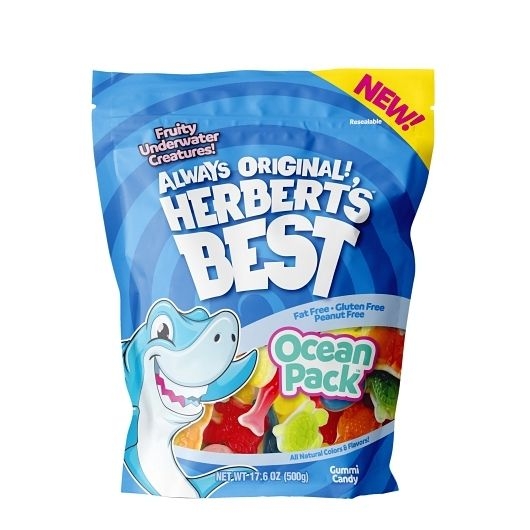 Herberts Best Ocean Pack Gummy Candy - Resealable Stand Up Bag, 500 Gram -- 8 per case