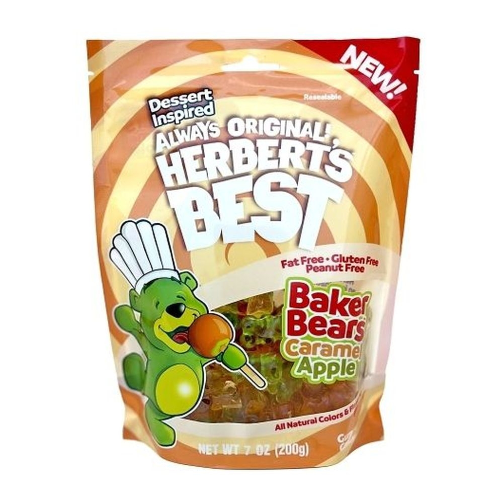 Herberts Best Caramel Baker Gummi Bear - Stand Up Peg Bag, 7 Ounce -- 10 per case