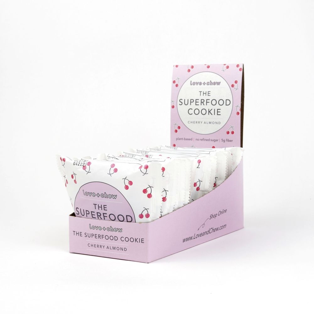 Love and Chew Cherry Almond Superfood Cookie, 2 Ounce -- 12 per case