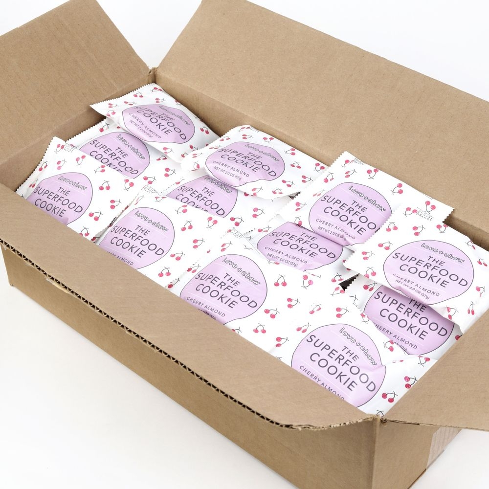 Love and Chew Cherry Almond Superfood Cookie, 2 Ounce -- 60 per case