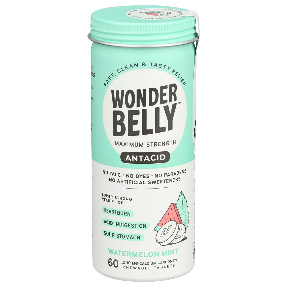 Wonder Belly Antacid Watermelon Mint Chewable Tablets, 60 count -- 4 per case
