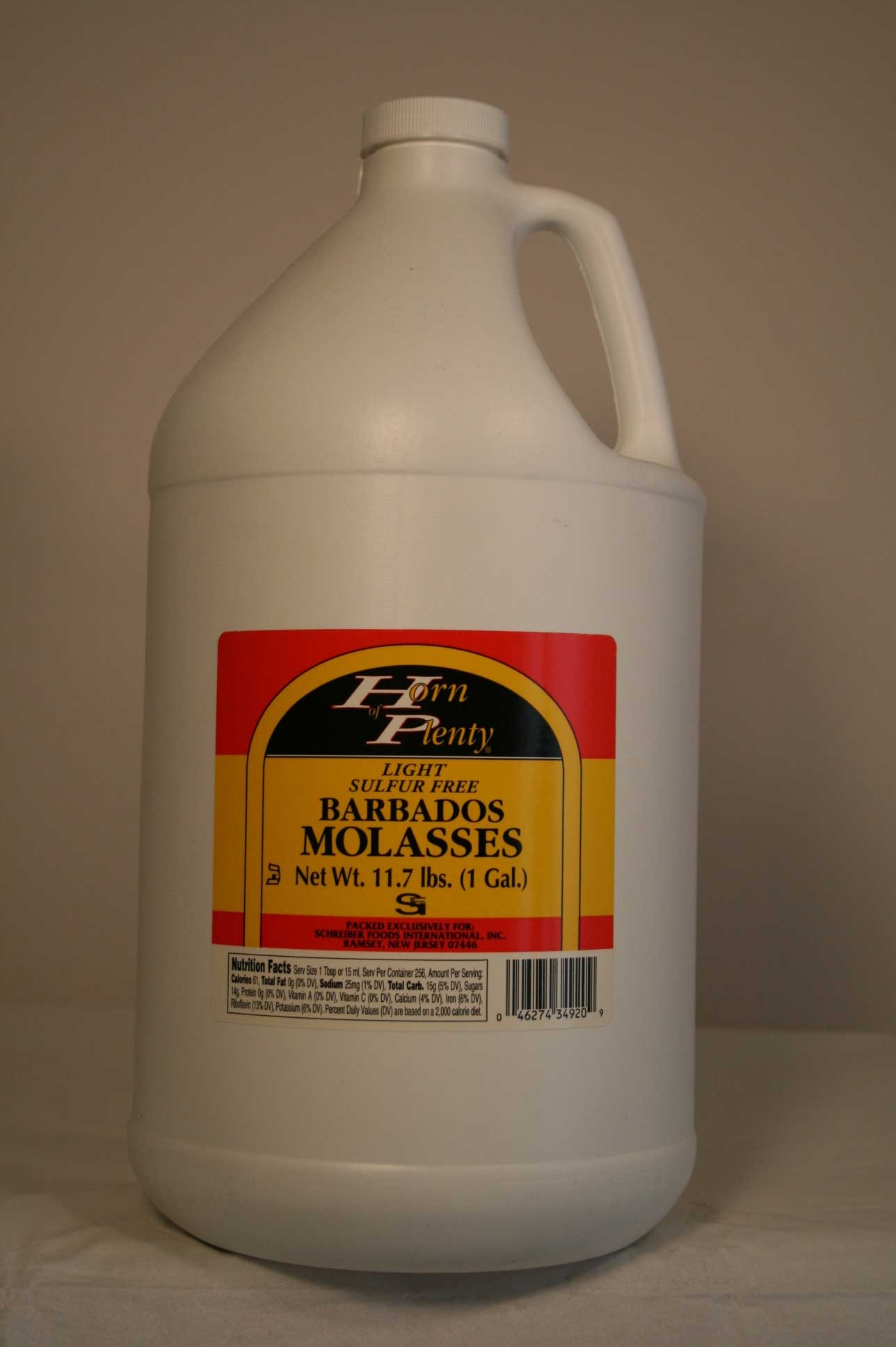 Horn Of Plenty Light Sulfur Free Barbados Molasses, 1 Gallon.