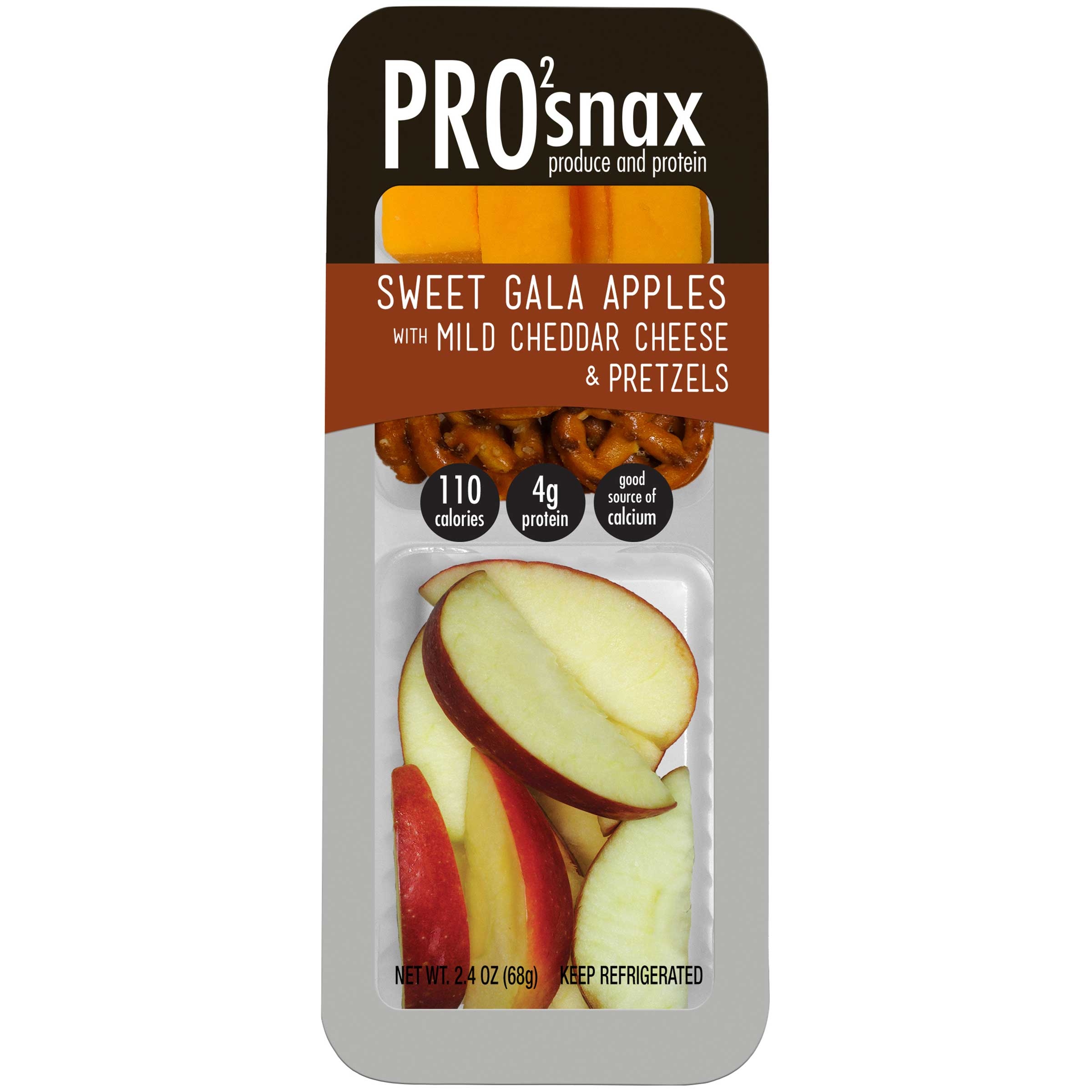 Pro2snax Sweet Gala Apples with Mild Cheddar Cheese and Pretzel, 2.4 Ounce -- 36 per case.