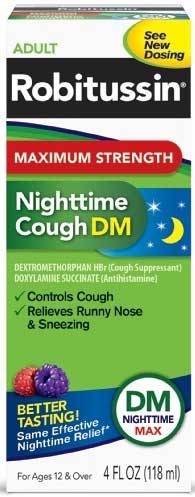 Robitussin Adult Maximum Strength Nighttime Cough DM Relief, 4 Fluid Ounce -- 24 per case.