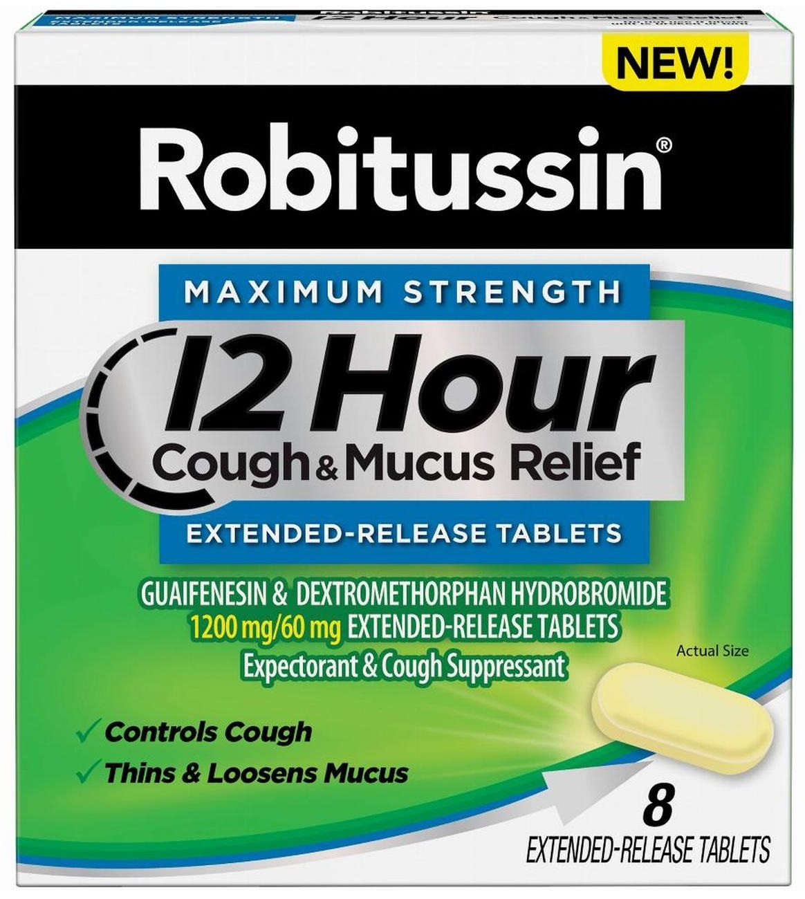 Robitussin Maximum Strength 12 Hour Cough and Mucus Relief Tablets, 8 count per pack -- 24 per case
