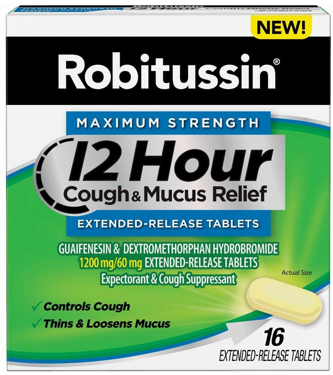 Robitussin Maximum Strength 12 Hour Cough and Mucus Relief Tablets, 16 count per pack -- 24 per case