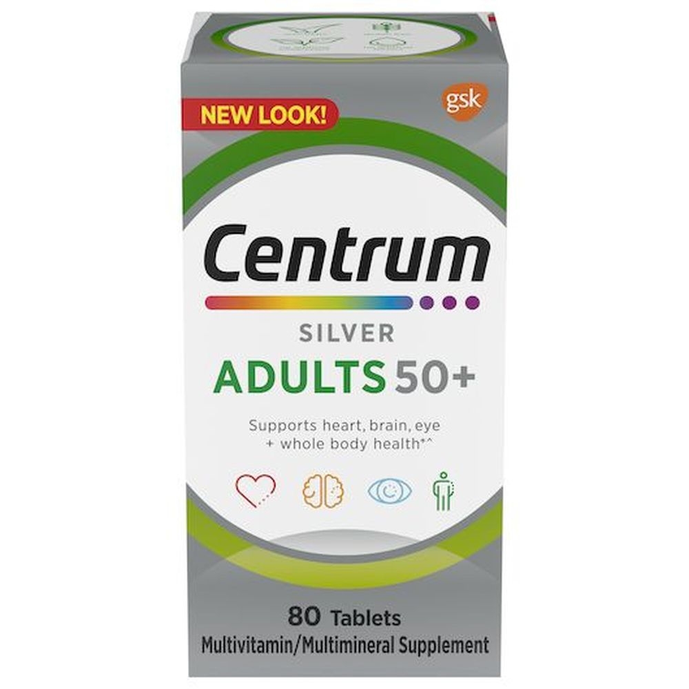 Centrum Silver Adult 50+ Multivitamin Multimineral Tablets, 80 count -- 12 per case