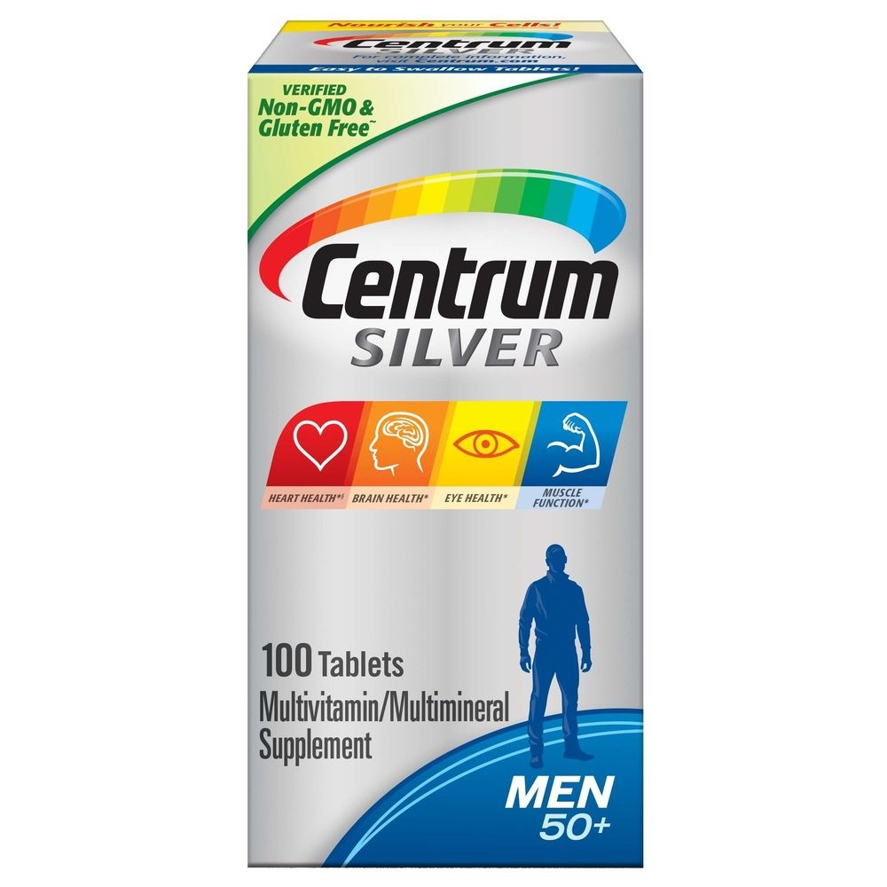 Centrum Silver Mens 50 Plus Multivitamin Tablet - 100 count per pack -- 12 packs per case