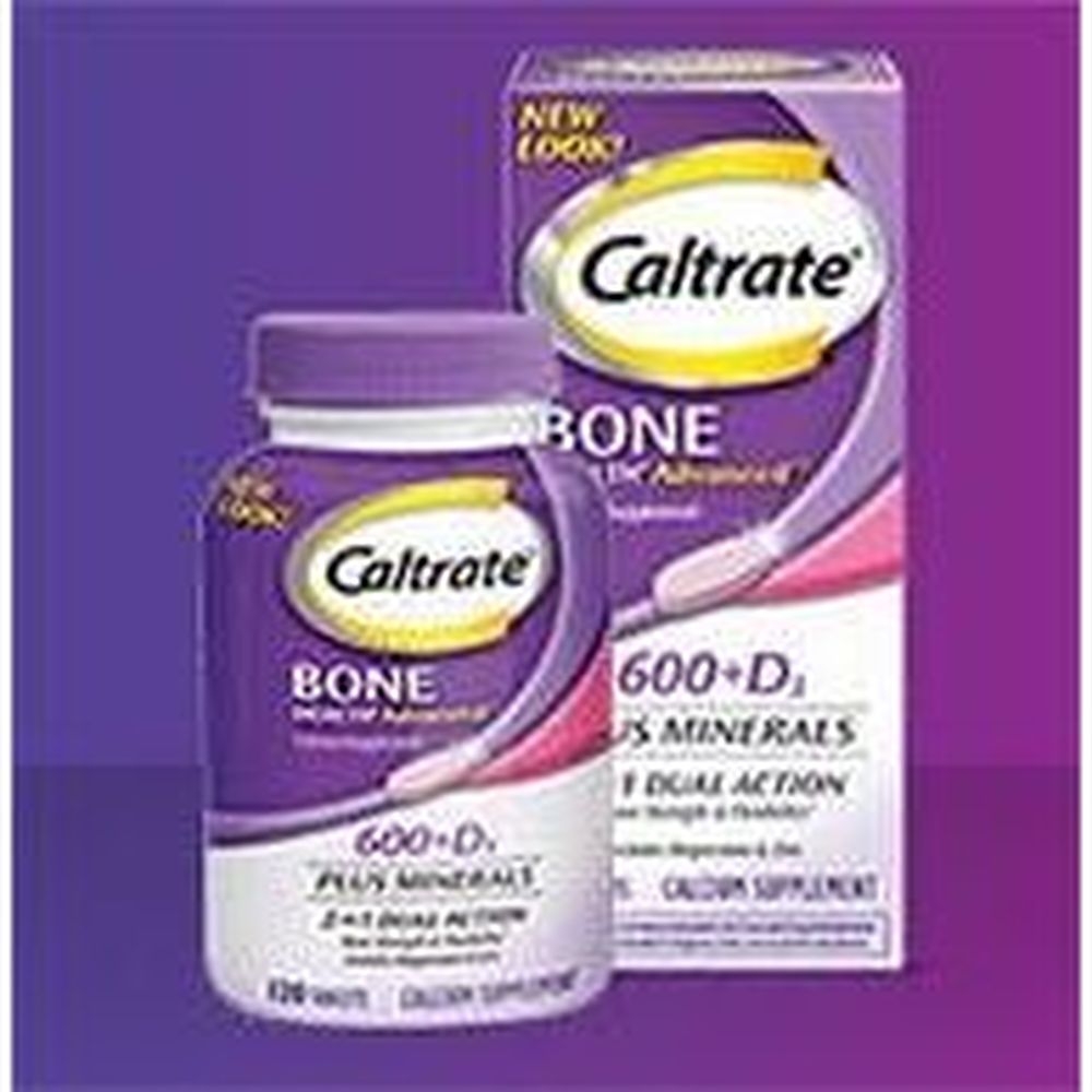Caltrate 600+D3 Plus Minerals 2 in 1 Dual Action Tablet for Bone, 120 count -- 12 per case