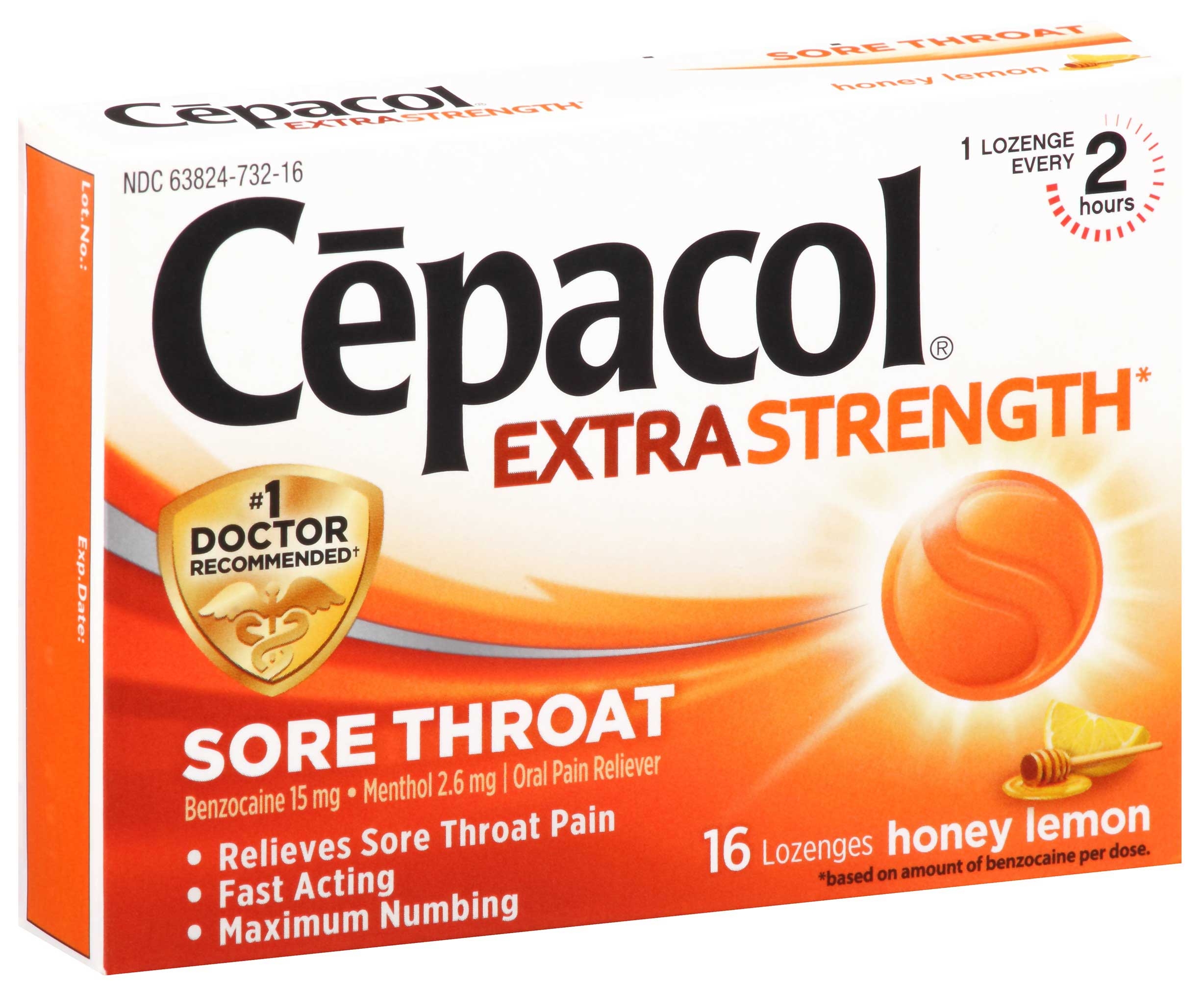 Cepacol Extra Strength Honey Lemon Sore Throat and Cough Lozenges - 16 count per pack -- 24 packs per case