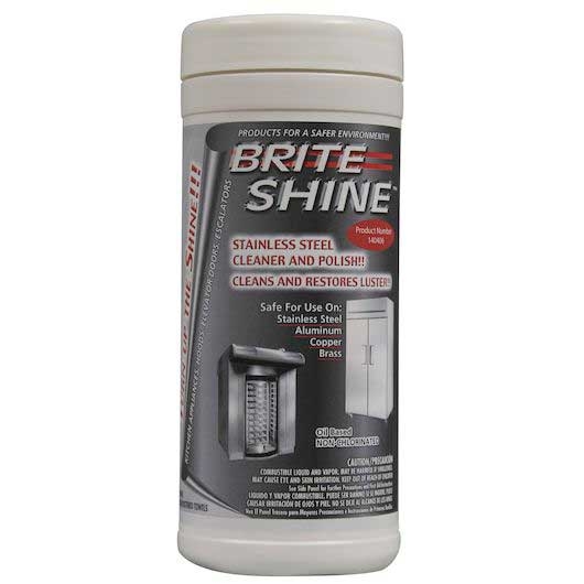 Brite Shine Stainless Steel Cleaner and Polish Wipes - 40 count per pack -- 6 packs per case