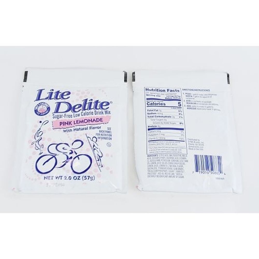 Lite Delite Sugar Free Pink Lemonade Drink Mix, 2 Ounce -- 12 per case
