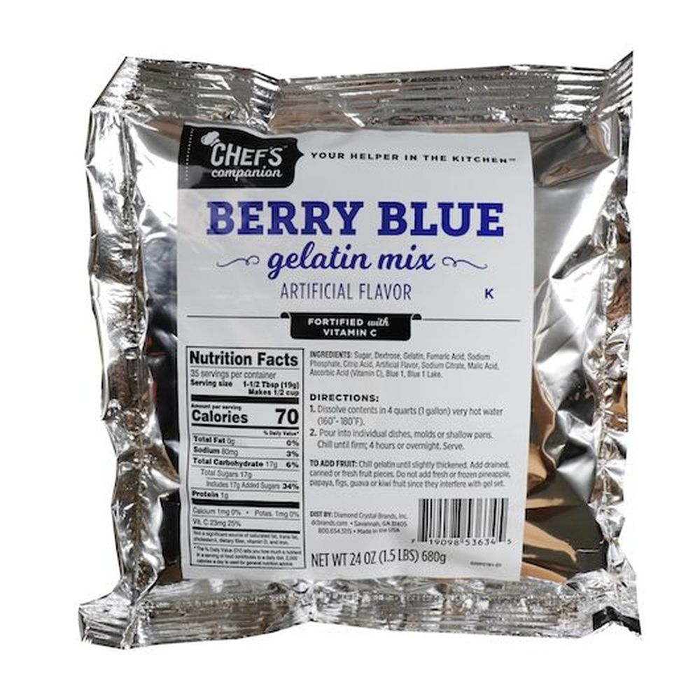 Chefs Companion Berry Blue Gelatin Mix, 24 Ounce -- 12 per case.