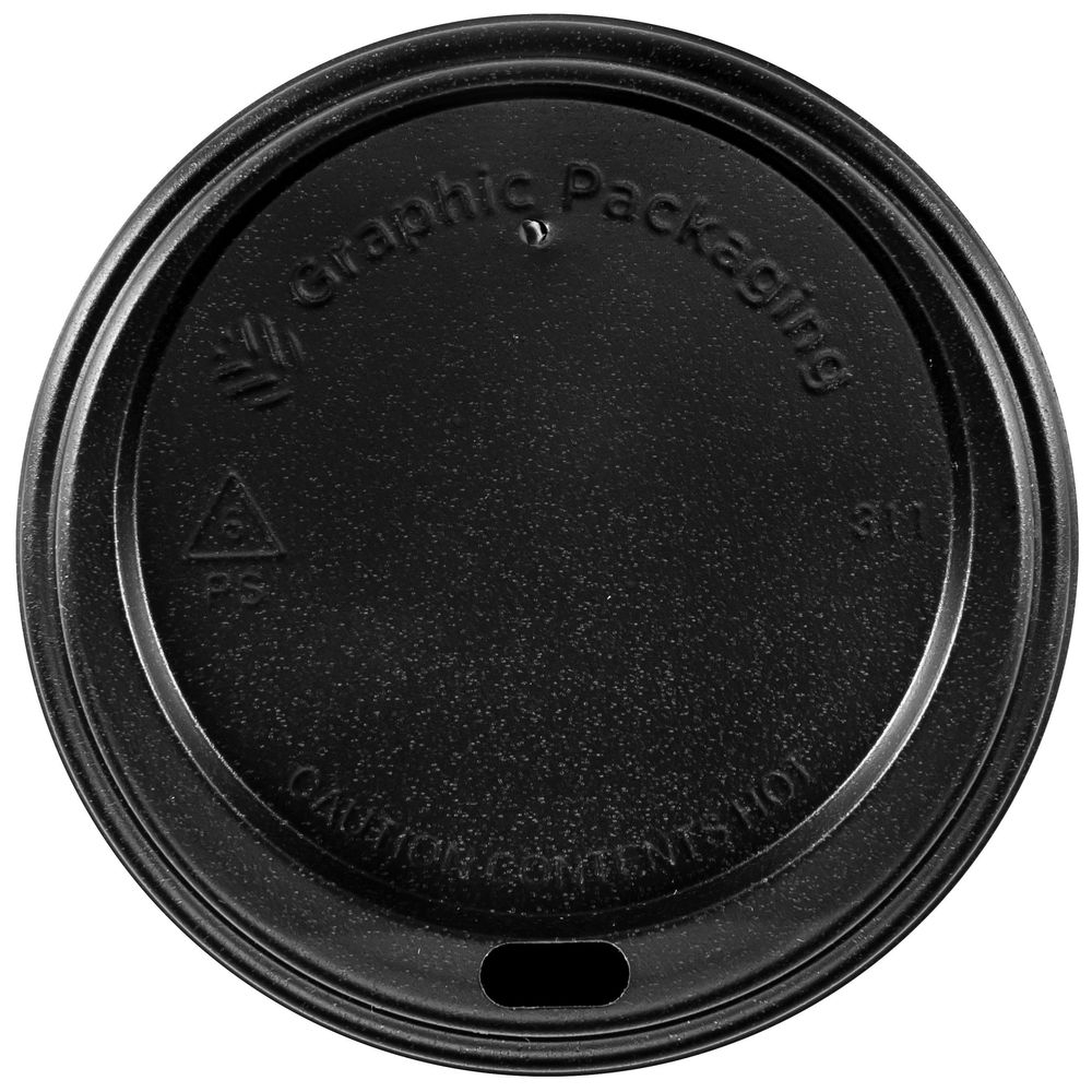 Graphic Packaging Polystyrene Black Dome Sipper Lid for 8 Ounce Hot Cup -- 1000 per case