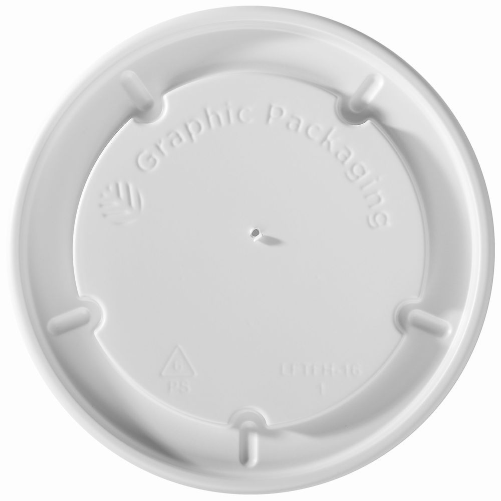 Graphic Packaging Polystyrene White Flat Hot Lid for 6/8/10/16 Ounce Food Containers -- 1000 per case