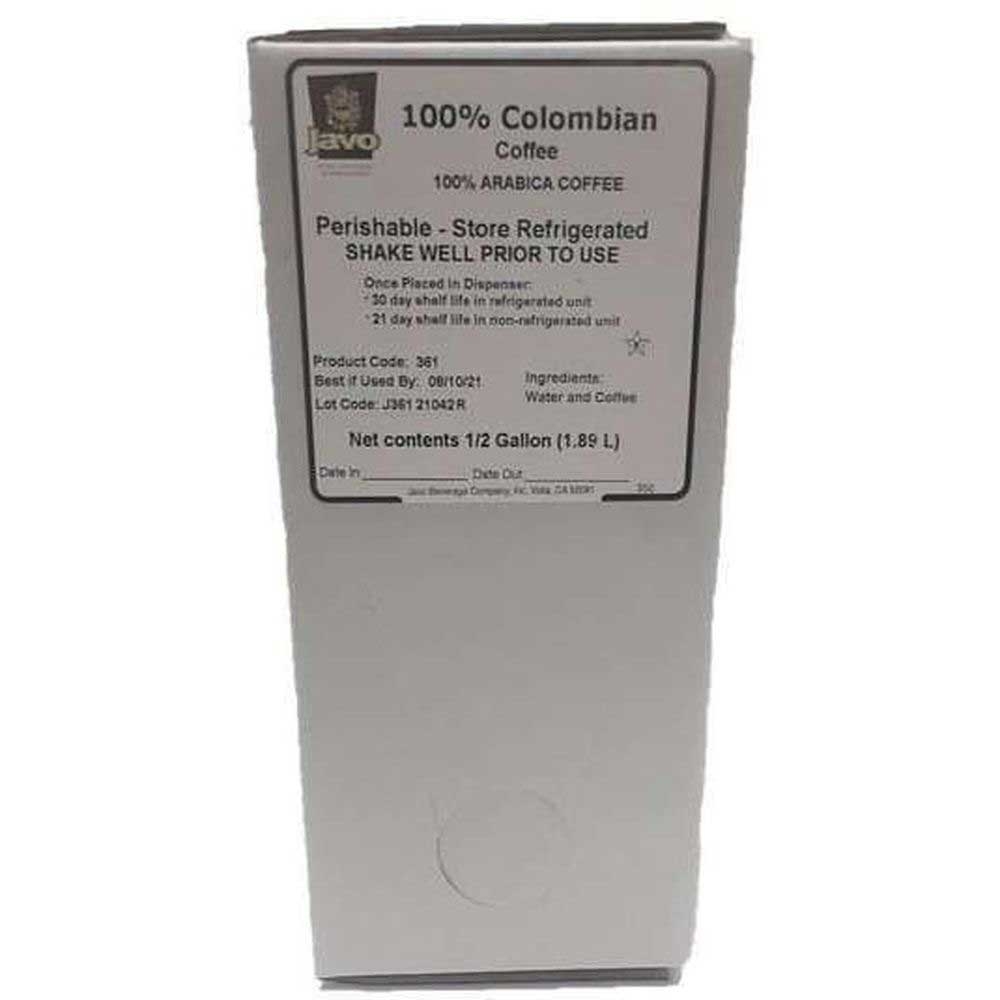 Javo Beverage 100 Percent Colombian Coffee, 0.5 Gallon -- 2 per case.