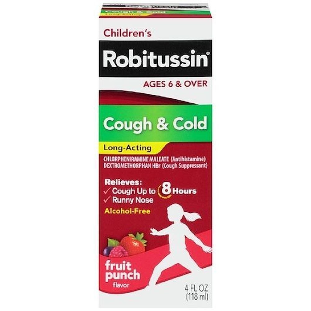 Childrens Robitussin Fruit Punch Flavor Cough and Cold Syrup, 4 Ounce Bottle -- 24 per case