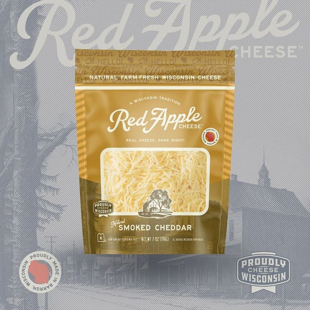Red Apple Shredded Smoked Cheddar Cheese Shred, 7 Ounce -- 12 per case