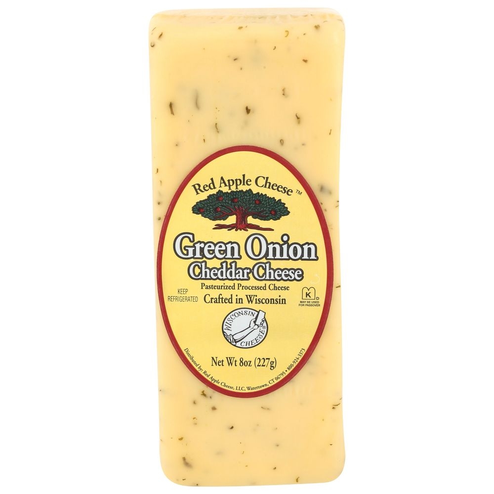 Red Apple Cheese Green Onion Cheddar Cheese, 8 Ounce -- 12 per case