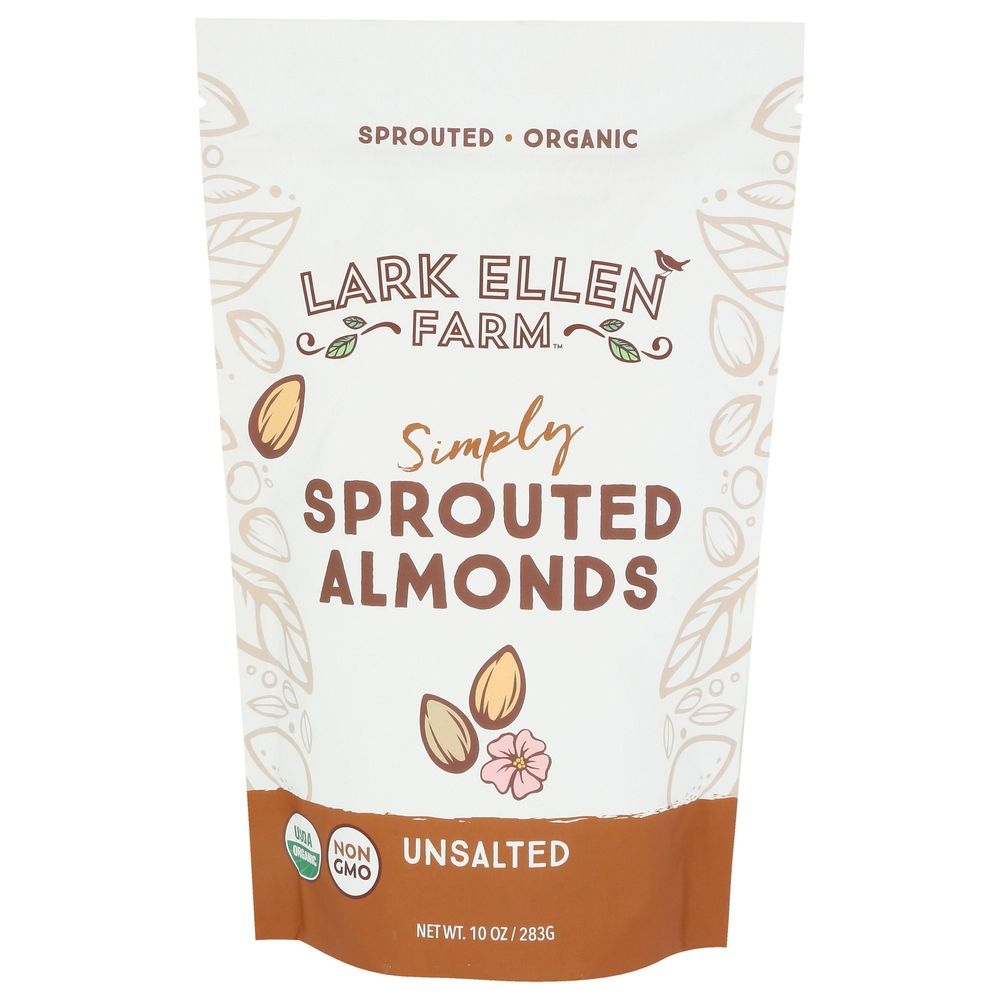 Lark Ellen Farm Organic Unsalted Simply Sprouted Almonds, 10 Ounce -- 6 per case