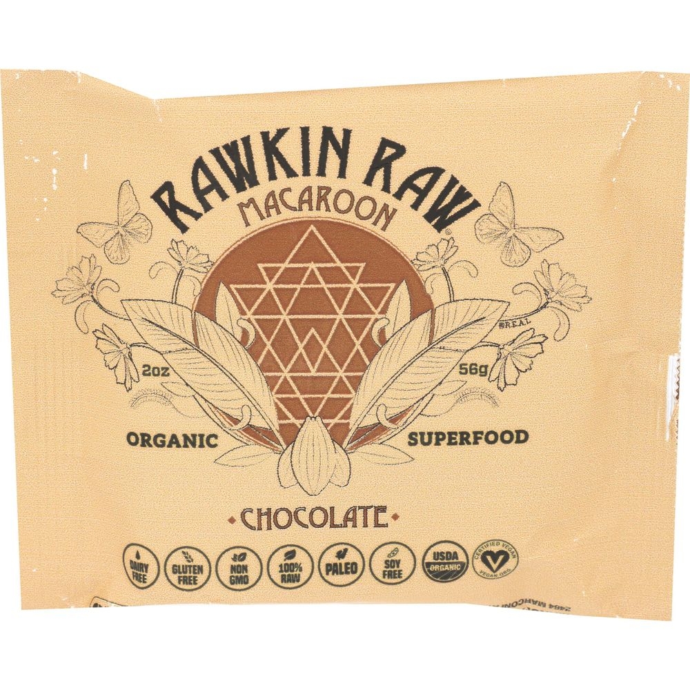Rawkin Raw Organic Chocolate Superfood Macaroon, 2 Ounce -- 12 per case