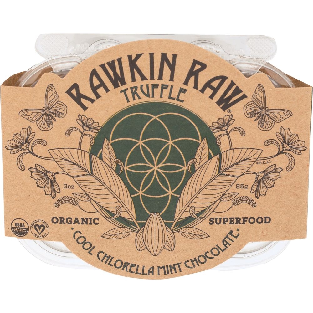 Rawkin Raw Organic Cool Chlorella Mint Chocolate Truffle, 3 Ounce -- 6 per case