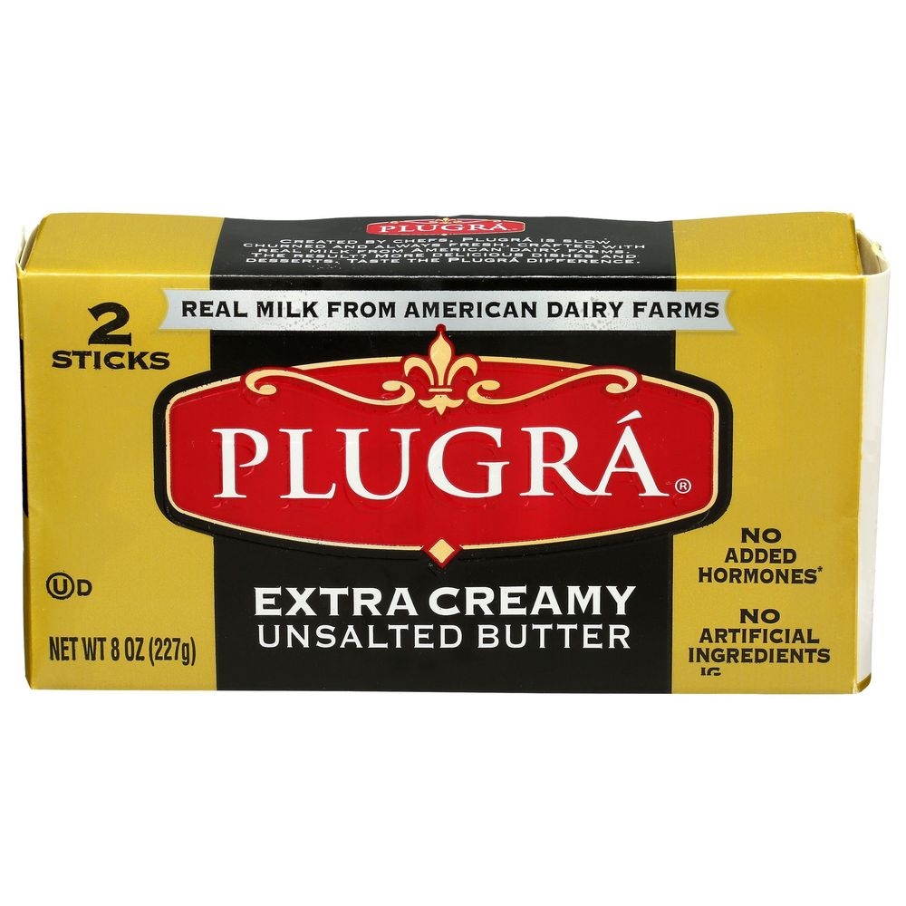 Plugra Extra Creamy Unsalted Butter, 8 Ounce -- 12 per case