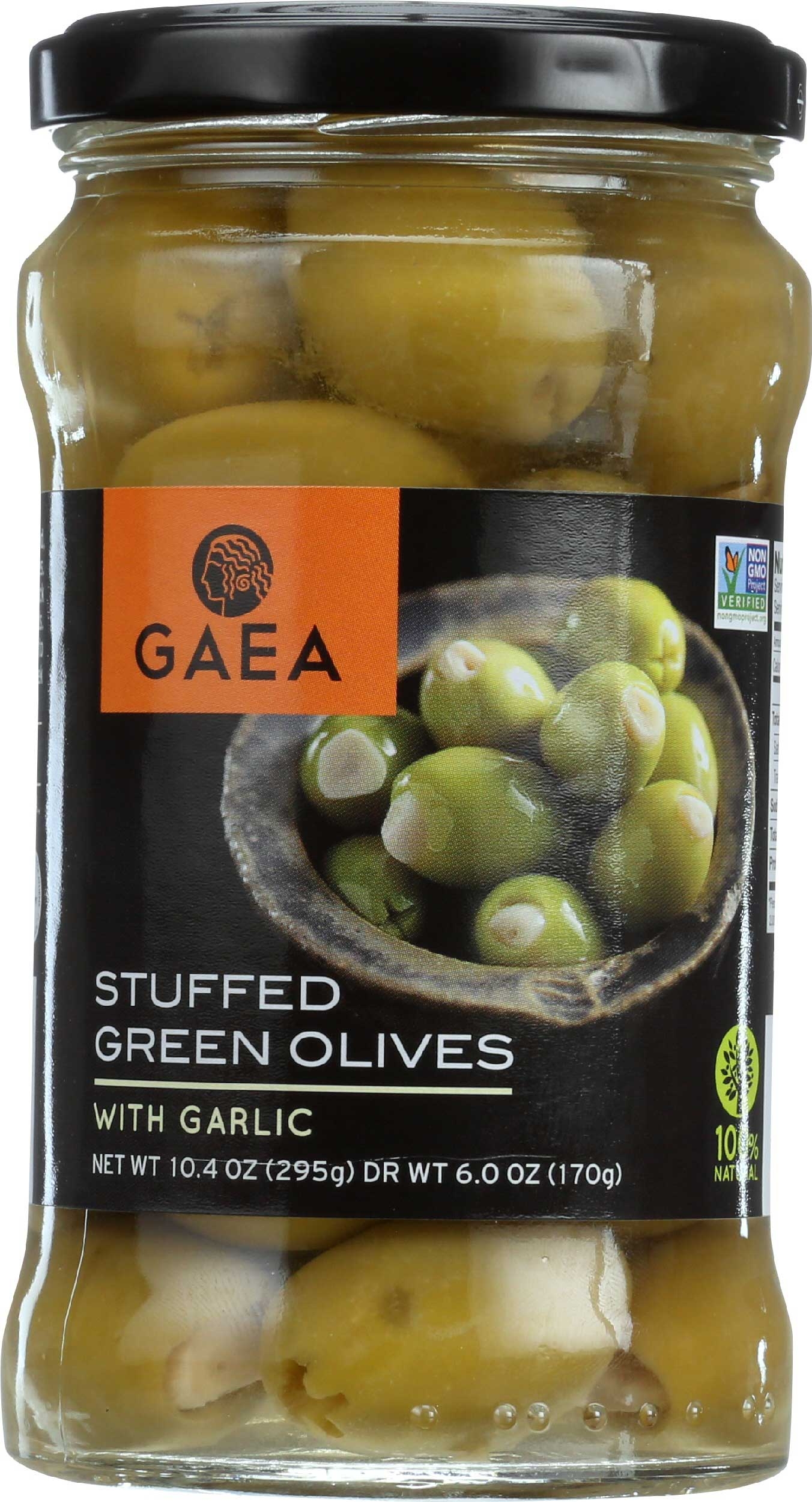 Gaea Garlic Stuffed Green Olives, 6 Ounce -- 8 per case