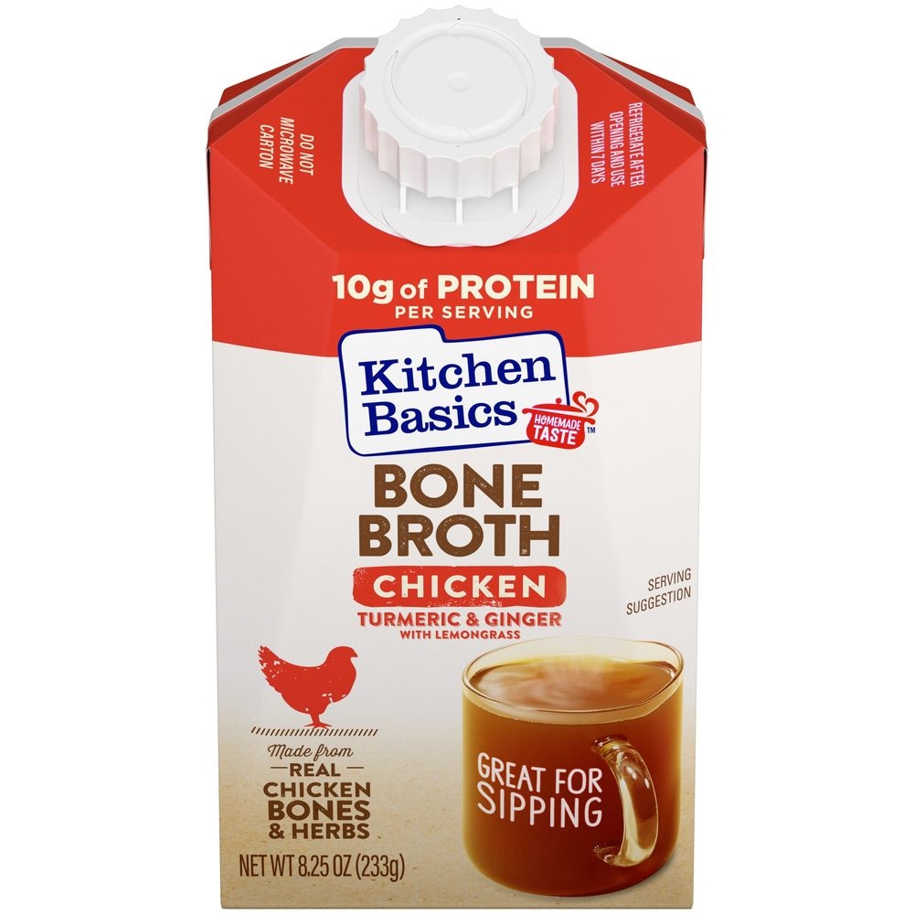Kitchen Basics Turmeric and Ginger With Lemongrass Chicken Bone Broth, 8.25 Fluid Ounce -- 12 per case