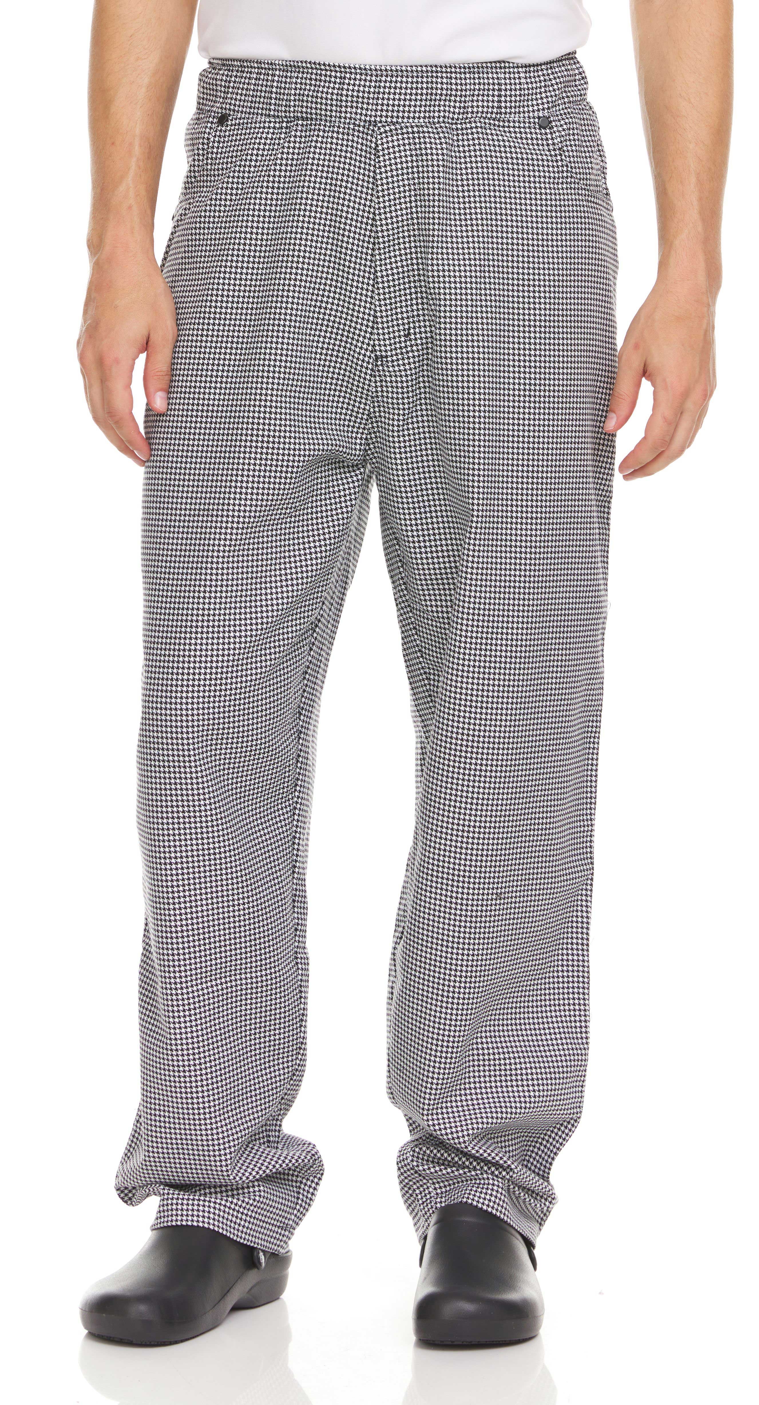Hey Chef Houndstooth Extra Small 3 Pocket Elastic Waist Zipper Fly Pant