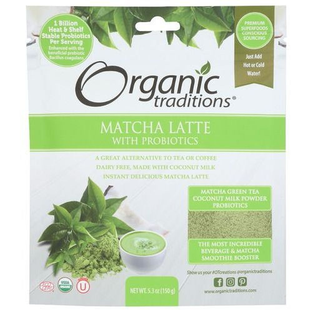 Organic Traditions Matcha Latte with Probiotics, 5.3 Ounce