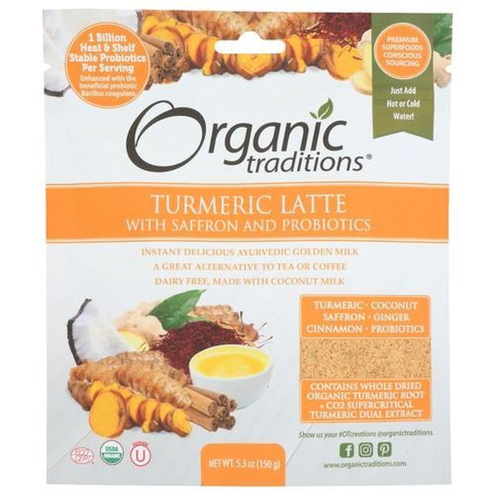 Organic Traditions Turmeric Latte with Probiotics, 5.3 Ounce