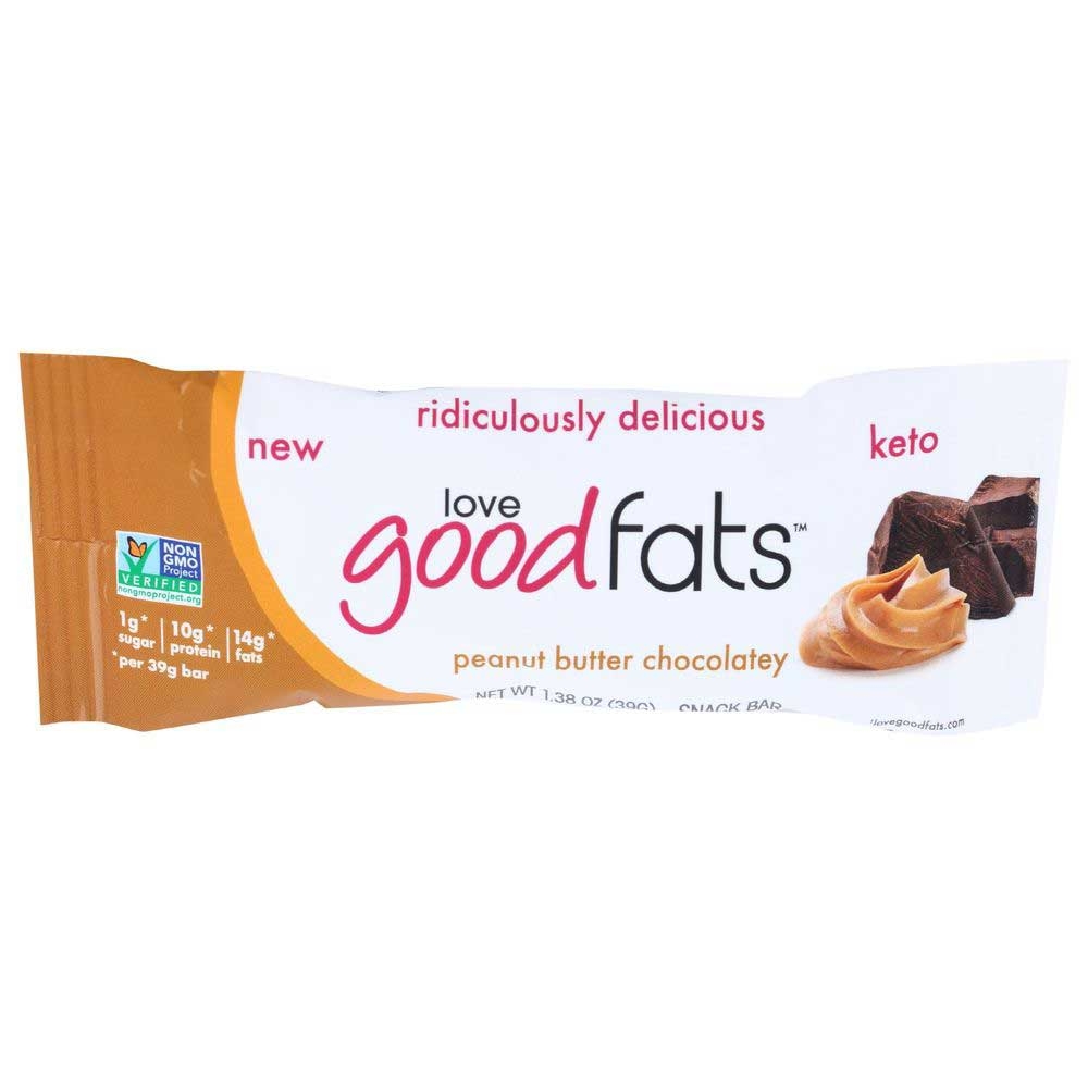 Love Good Fat Peanut Butter Chocolatey Snack Bar, 1.38 Ounce -- 12 per case