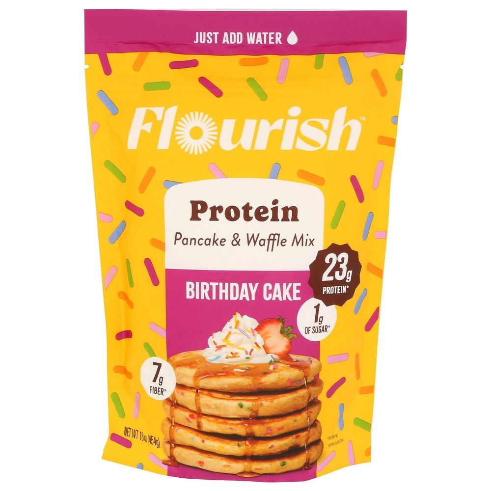 Flourish Birthday Cake Protein Pancake Mix, 16 Ounce -- 8 per case