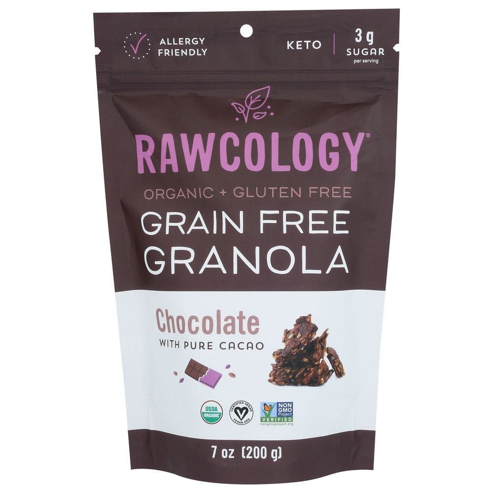 Rawcology Organic Grain Free Chocolate with Pure Cacao Granola, 7 Ounce -- 6 per case