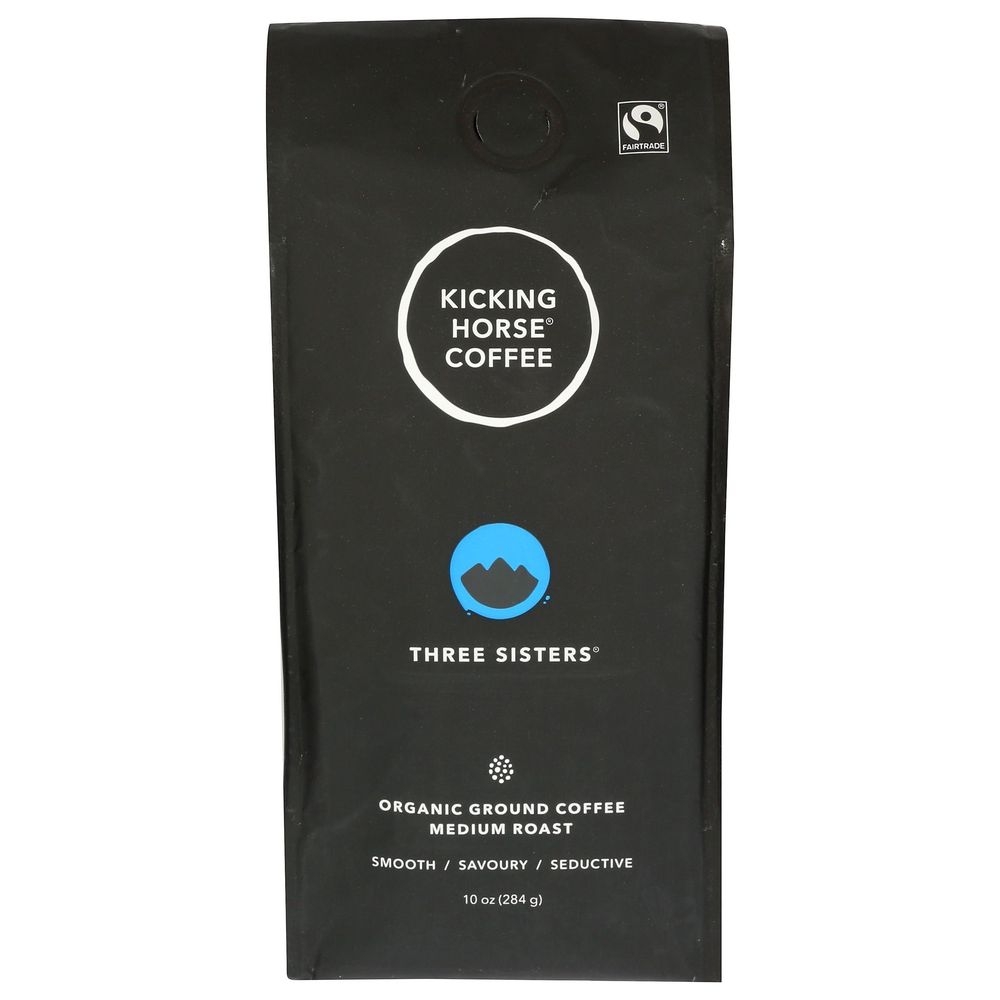Kicking Horse Three Sisters Organic Medium Roast Ground Coffee, 10 Ounce -- 6 per case