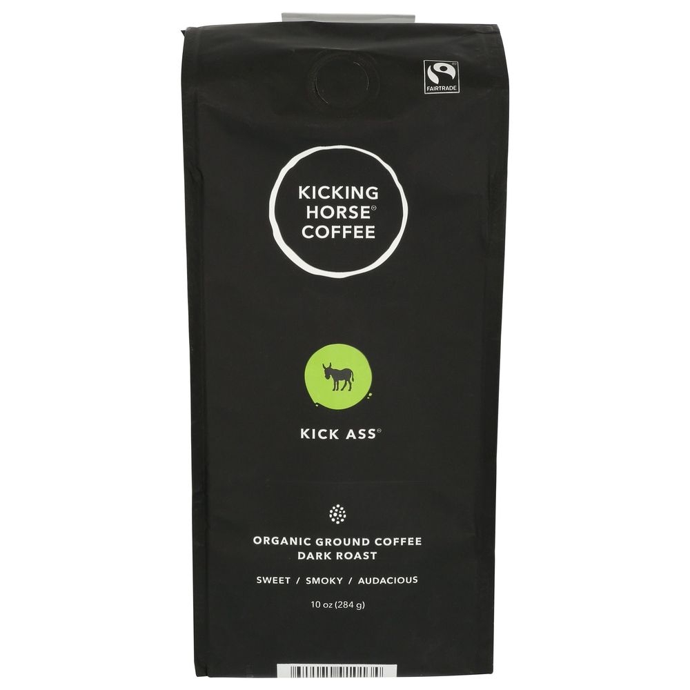 Kicking Horse Kick Ass Organic Dark Roast Whole Bean Coffee, 10 Ounce -- 6 per case