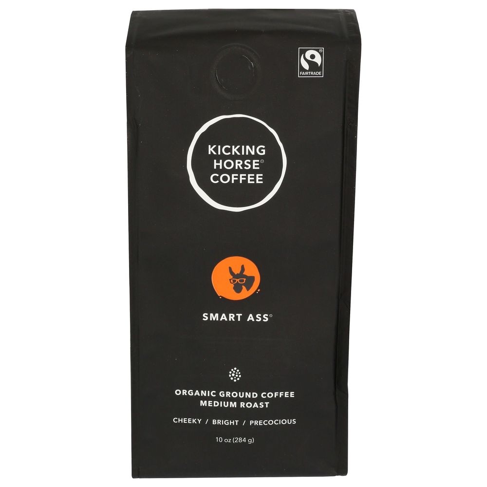 Kicking Horse Smart Ass Organic Medium Roast Whole Bean Coffee, 10 Ounce -- 6 per case